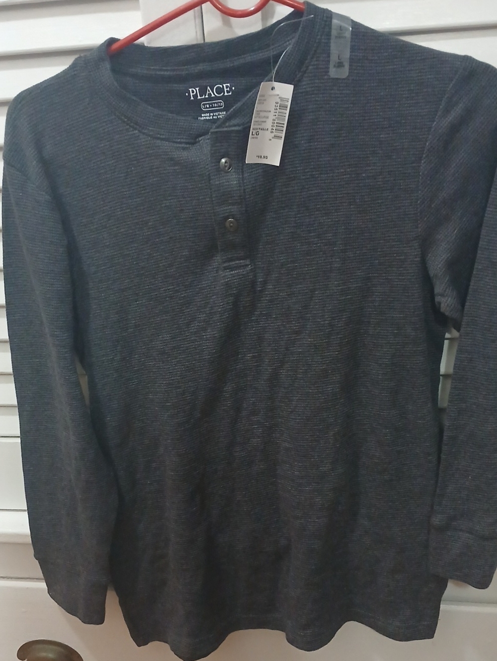 Children Place Boys Charcoal Henley Long-Sleeve Shirt